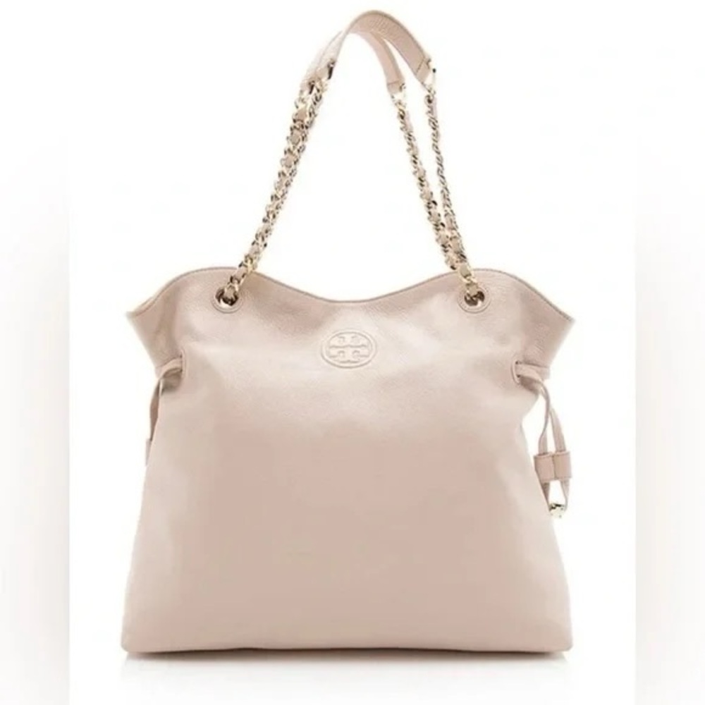 Tory Burch Blush Pink Pebble Leather Thea Chain Slouchy Tote Bag